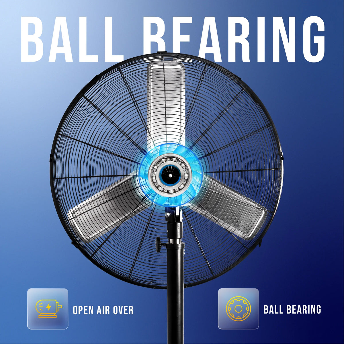 Tornado - 20 Inch High Velocity Metal Oscillating Pedestal Fan - Commercial, Industrial Use Water-Resistant