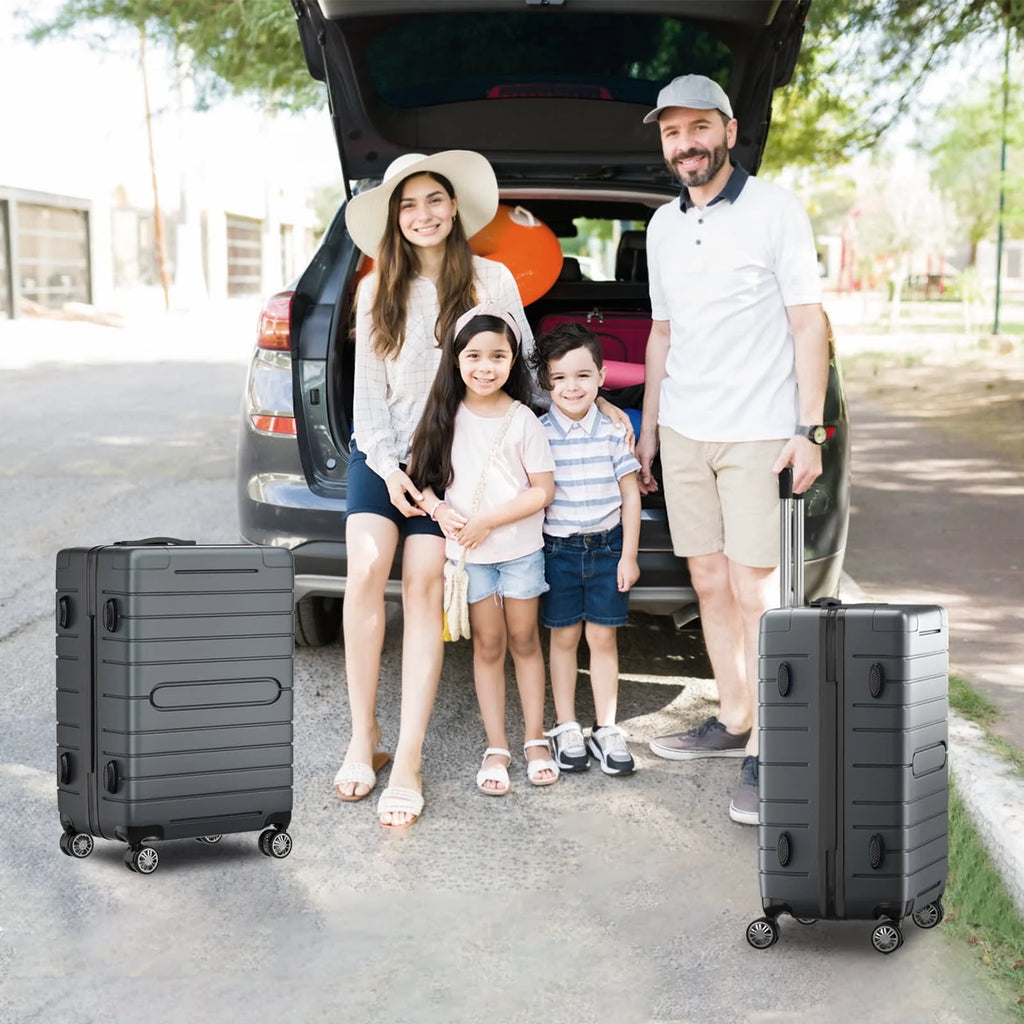 ALPULON 3 Piece Luggage Sets with TSA Locks, Hardside Suitcase Set with Spinner Wheels, 20in24in28in, Light Blue