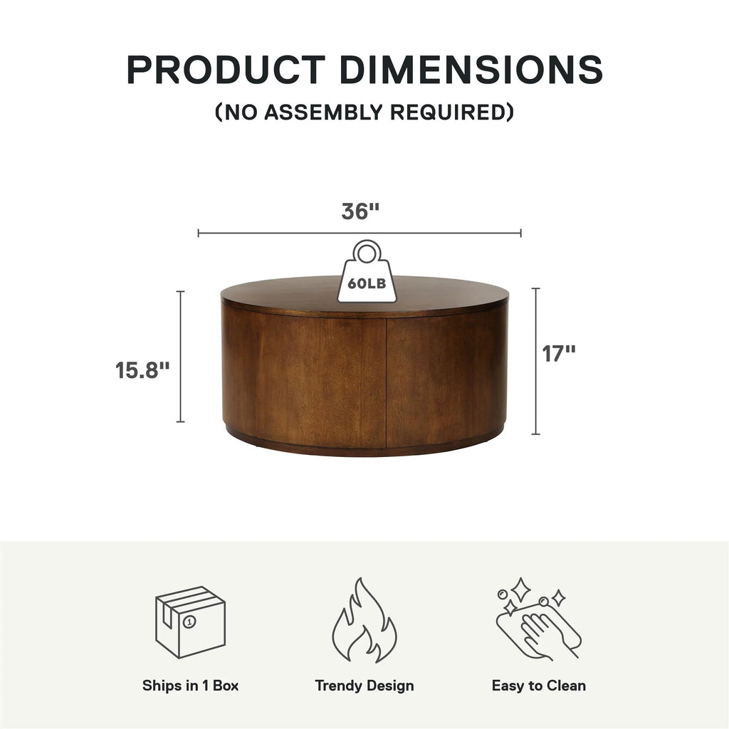 Better Homes & Gardens Miller Drum Coffee Table, Black