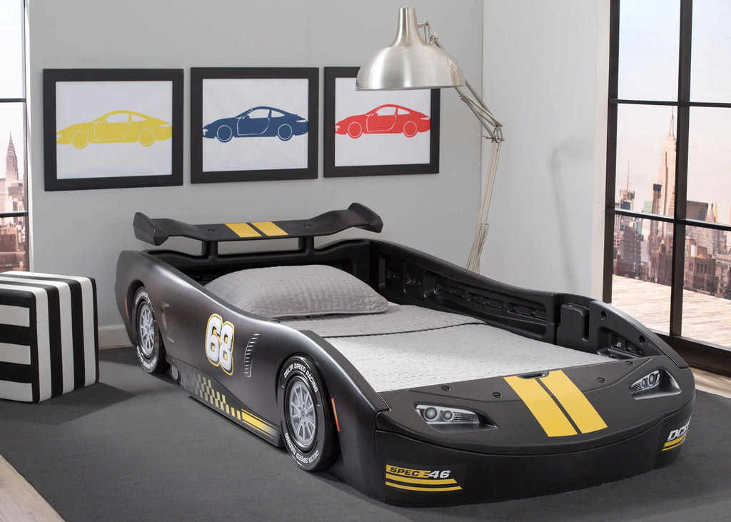 Delta Children Turbo Race Car Twin Bed, Blue