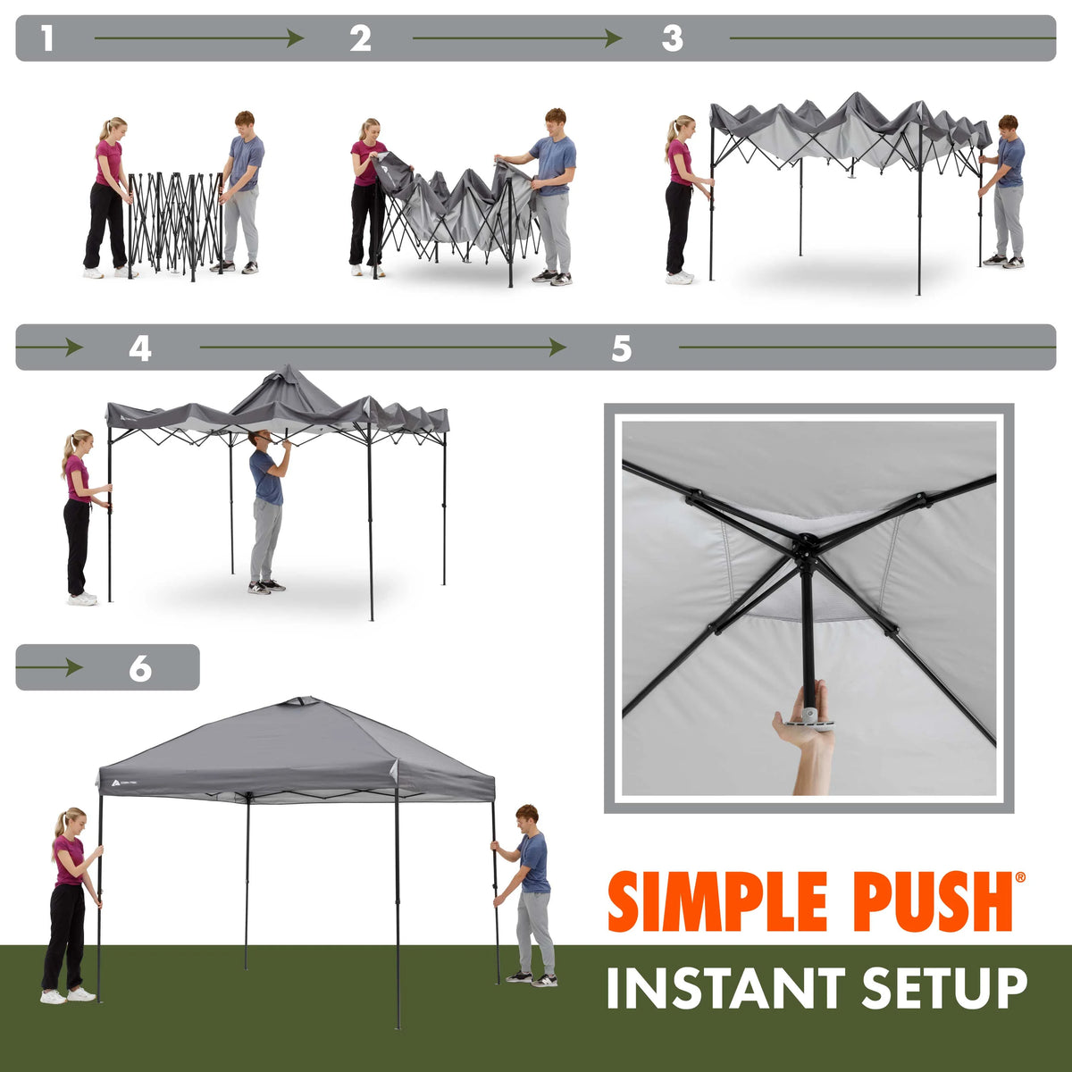 Ozark Trail 10x10 Instant Pop Up Canopy Tent with Simple Push Setup – Straight Leg Pop-Up Tent for Tailgating, Camping & Events, White