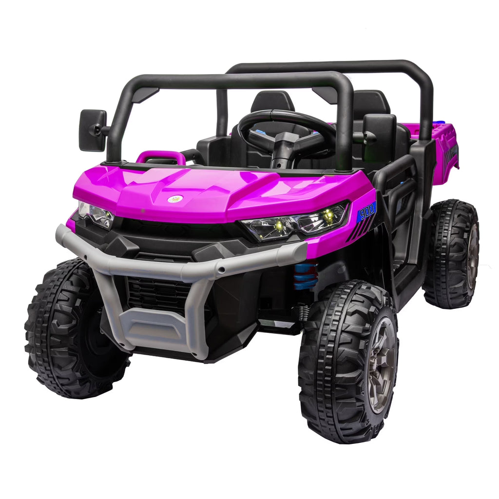 Xuanlur 24V 2 Seater Kids Ride on Car Truck, Ride on UTV W/ 2x200W Motor, 24 Volt Ride on Toys W/ Dump Bed/Shovel, Electric Car for Kids W/ Durable Tires, LED Light, Music, Remote Control, Black