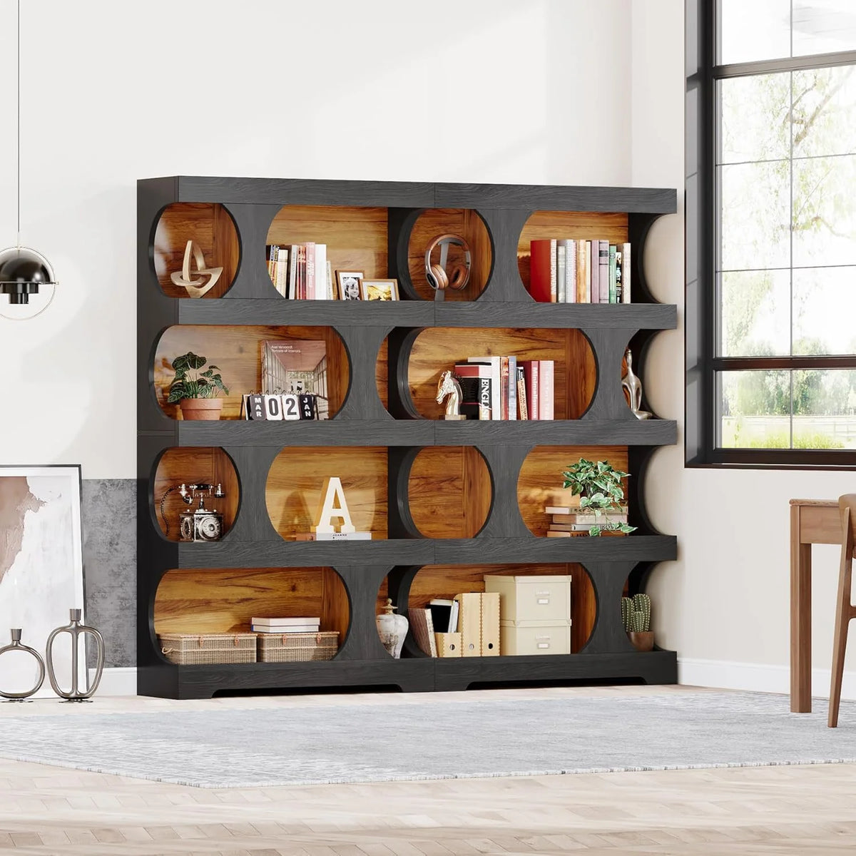Tribesigns 71" Tall Bookcase, 4-Tier S-Shaped Bookshelf, Wood Decorative Storage Shelving, Modern Freestanding Display Shelves