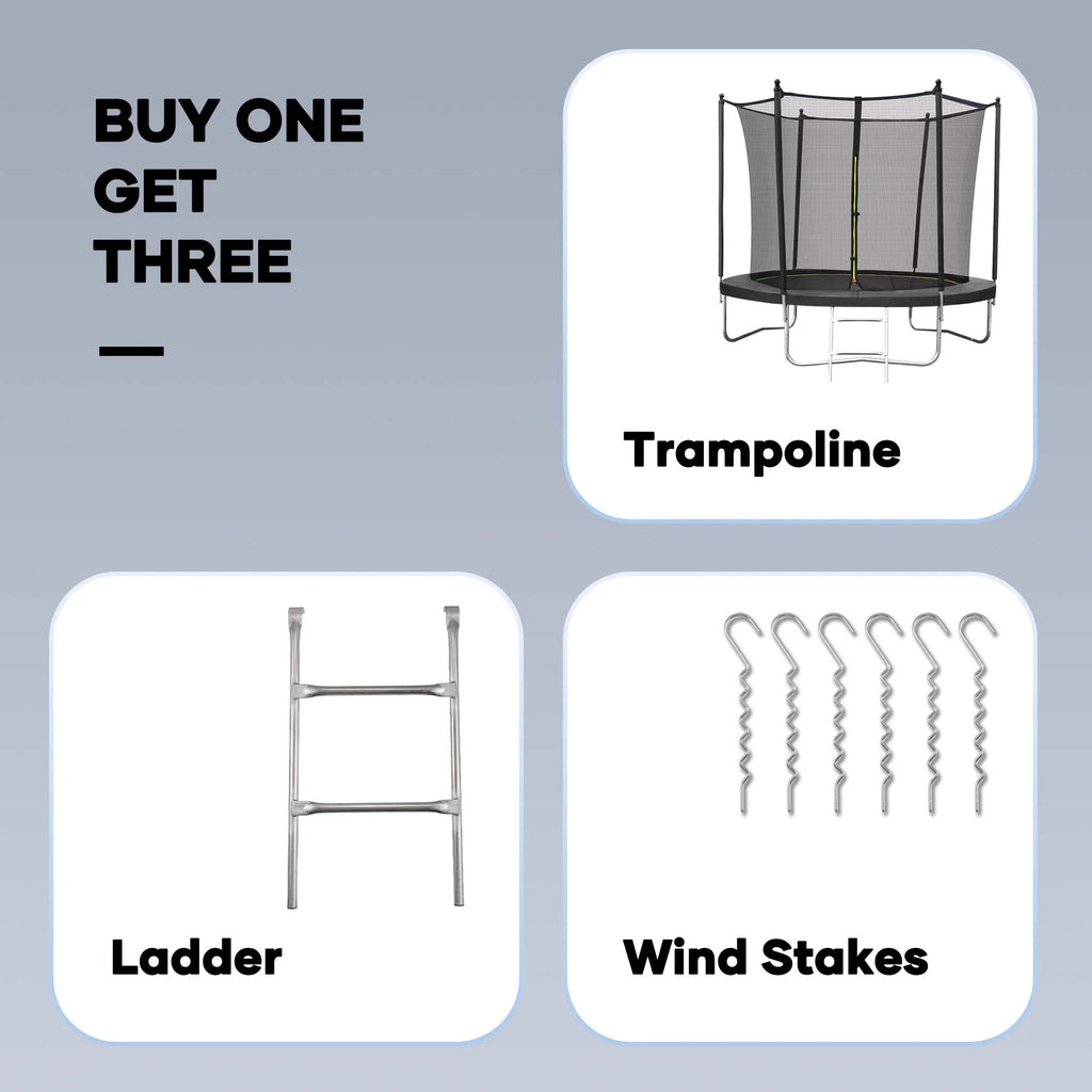 Maxkare 8FT Trampoline with Enclosure & Ladder for Adults & Kids Indoor Outdoor Play, 264 LBS Capacity