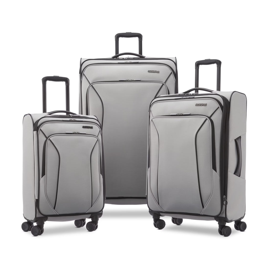 American Tourister X-Lite 3-Piece Luggage Set with Spinner Wheels - Light Grey