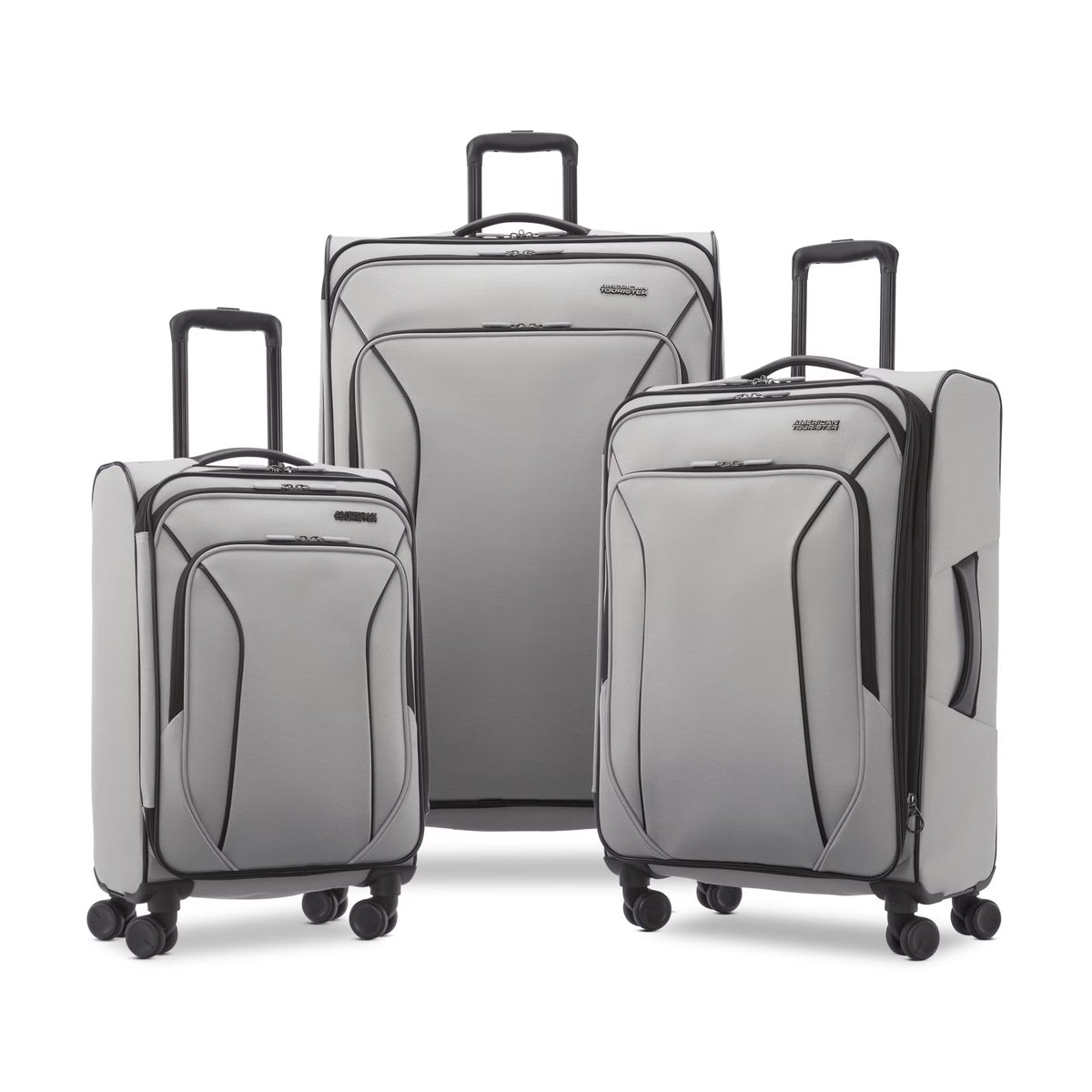 American Tourister X-Lite 3-Piece Luggage Set with Spinner Wheels - Light Grey