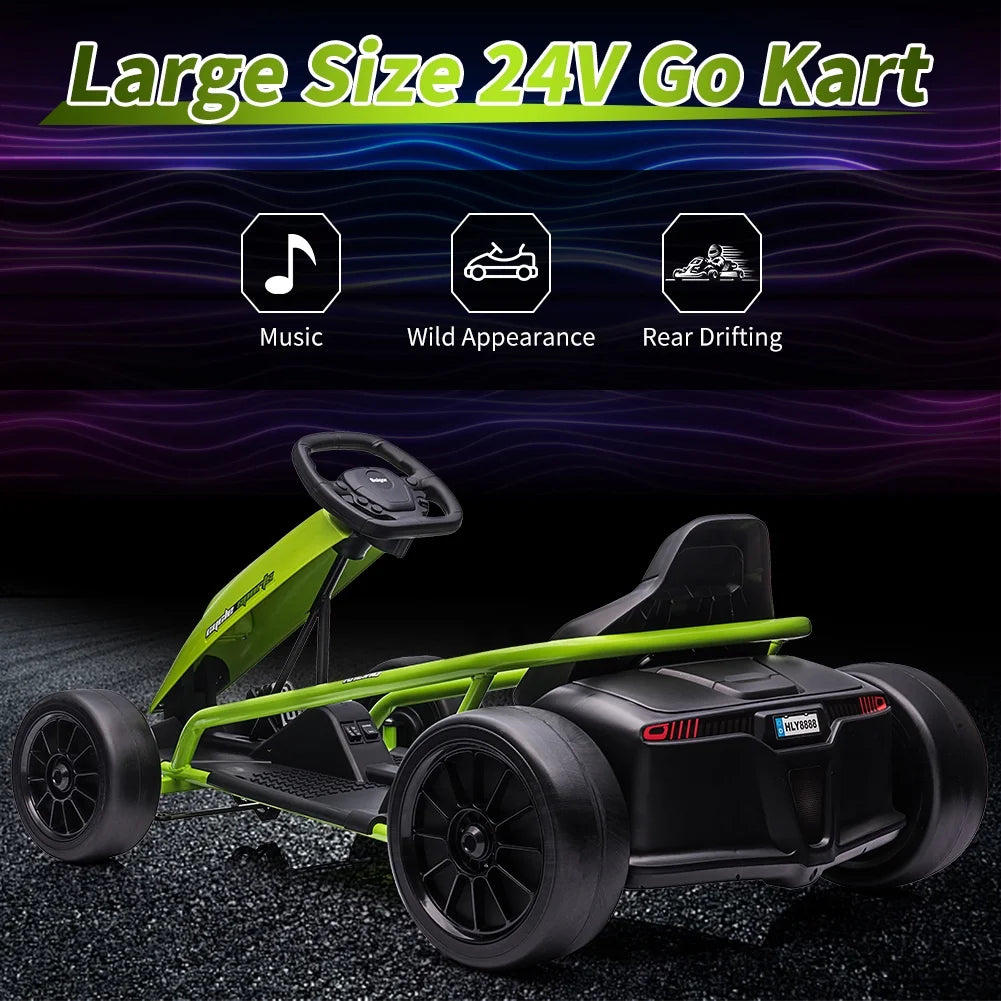 Kojooin Go Kart for Kids,24V Battery 300WX2 Motors Pedal On Foot Go Cart,8MPH High Speed Drifting Car with Slow Start Function,Rose red