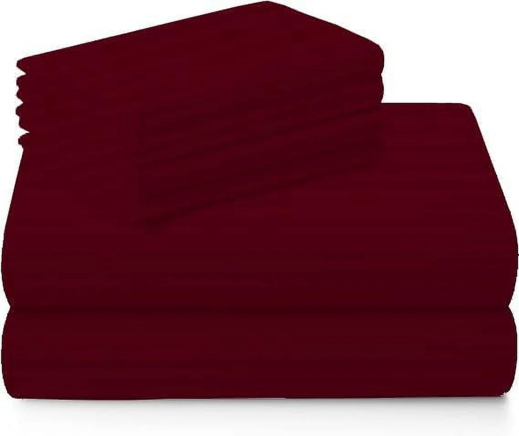 1000 Thread Count 4-Piece 100% Egyptian Cotton Bed Sheets Luxury Hotel Sheets Fits Mattress Upto 21" Deep Pocket, Twin XL Size - Burgundy Solid