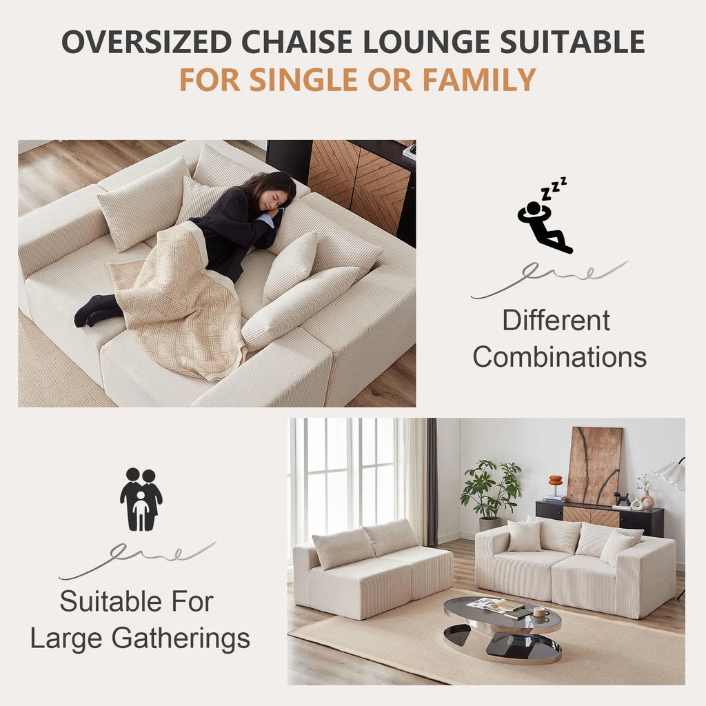 104-Inch Corduroy Modular L Shaped Sectional Sofa,Luxury Floor Couch Set,Upholstered Indoor Furniture,Foam-Filled Compressed Sofa for Living Room,Bedroom,4 PC Free Combination  ?
