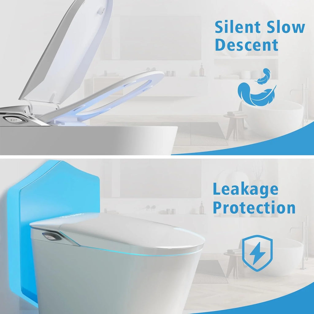 LALAHOO Smart Toilet with Bidet Built in, Auto Open & Close, Elongated Heated seat, Foot Sensor Flush, LED Display, Warm Water Wash, Dryer, Night Light, Black
