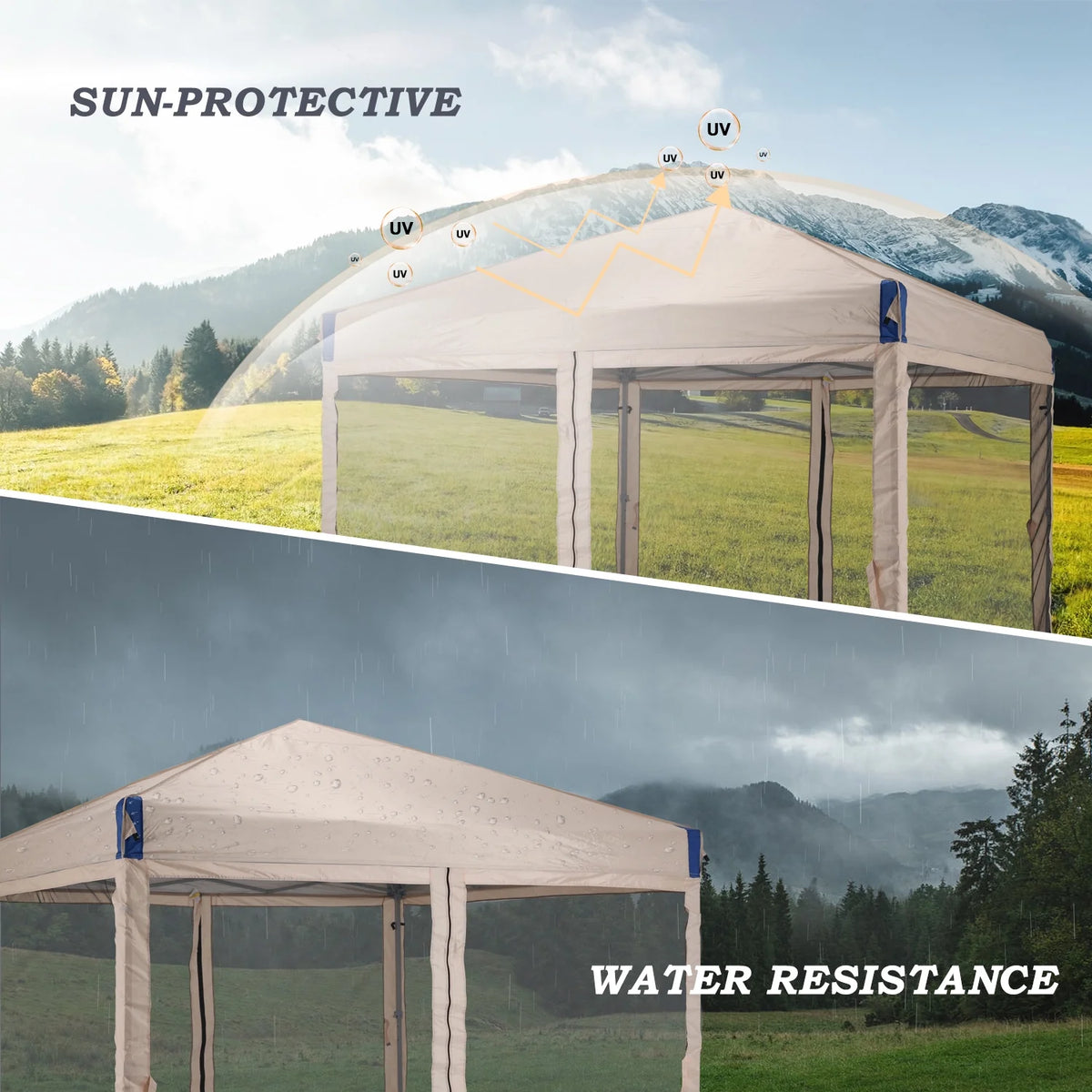 Aoodor 12'x12' Pop Up Canopy with Removable Mesh Sidewalls, Outdoor Portable Instant Shelter Tent-Black
