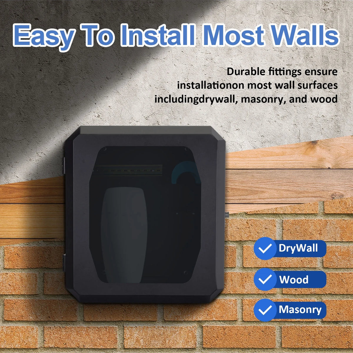 Wall-Mounted Charging Station Box for EV Car Charger Including Tesla Indoor/Outdoor WCharging Station Box (Dark Black)
