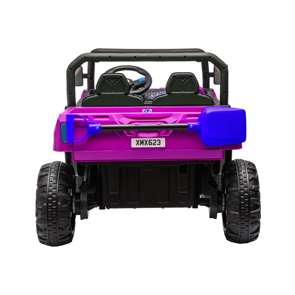Xuanlur 24V 2 Seater Kids Ride on Car Truck, Ride on UTV W/ 2x200W Motor, 24 Volt Ride on Toys W/ Dump Bed/Shovel, Electric Car for Kids W/ Durable Tires, LED Light, Music, Remote Control, Black