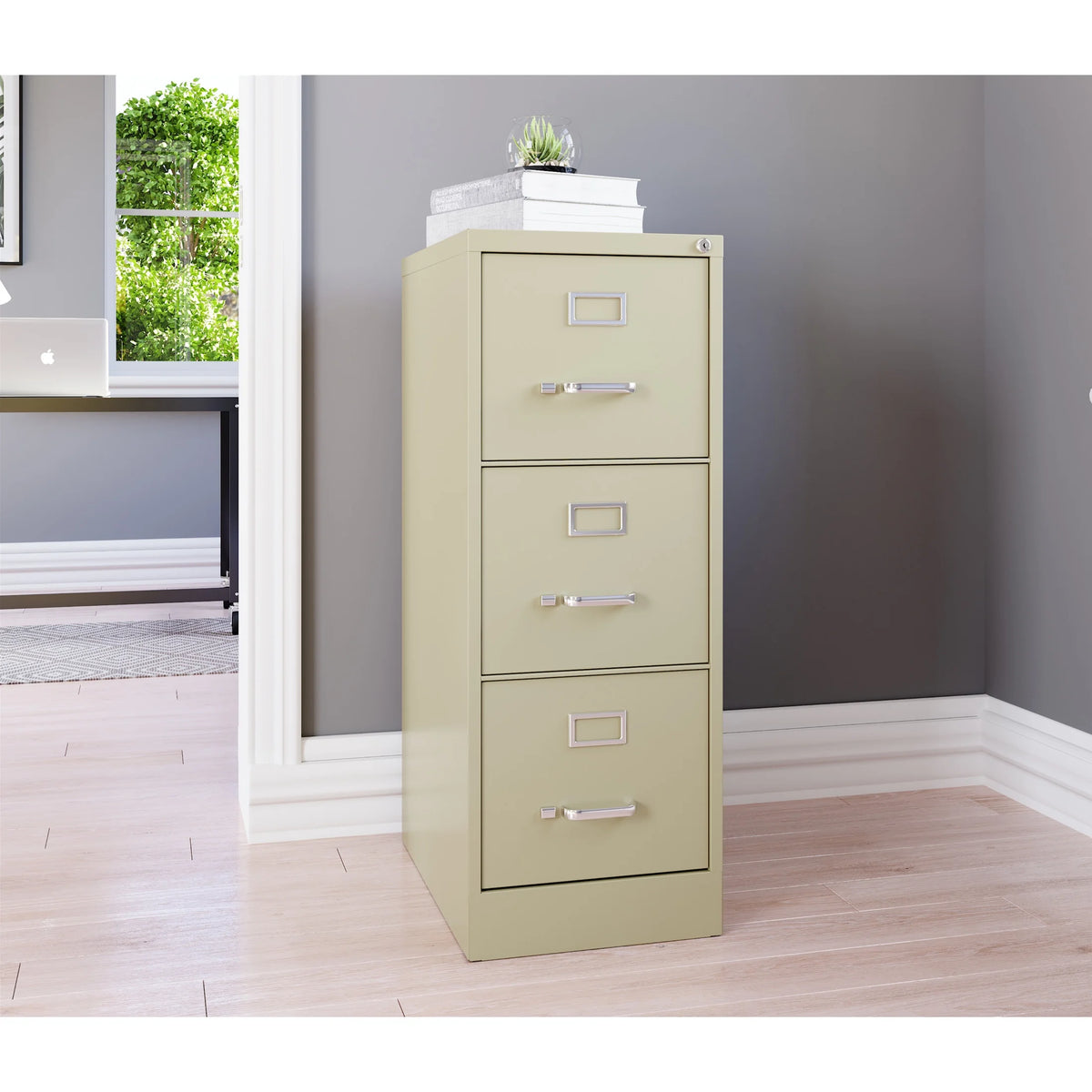 Hirsh 22" Deep 3 Drawer Letter Width Vertical File Cabinet, Commercial Grade, Gray