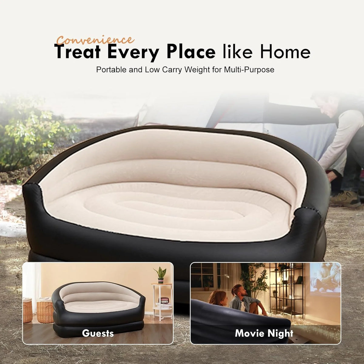 Inflatable Couch Outdoor Air Sofa,Blow Up Couches for Camping, Double Size