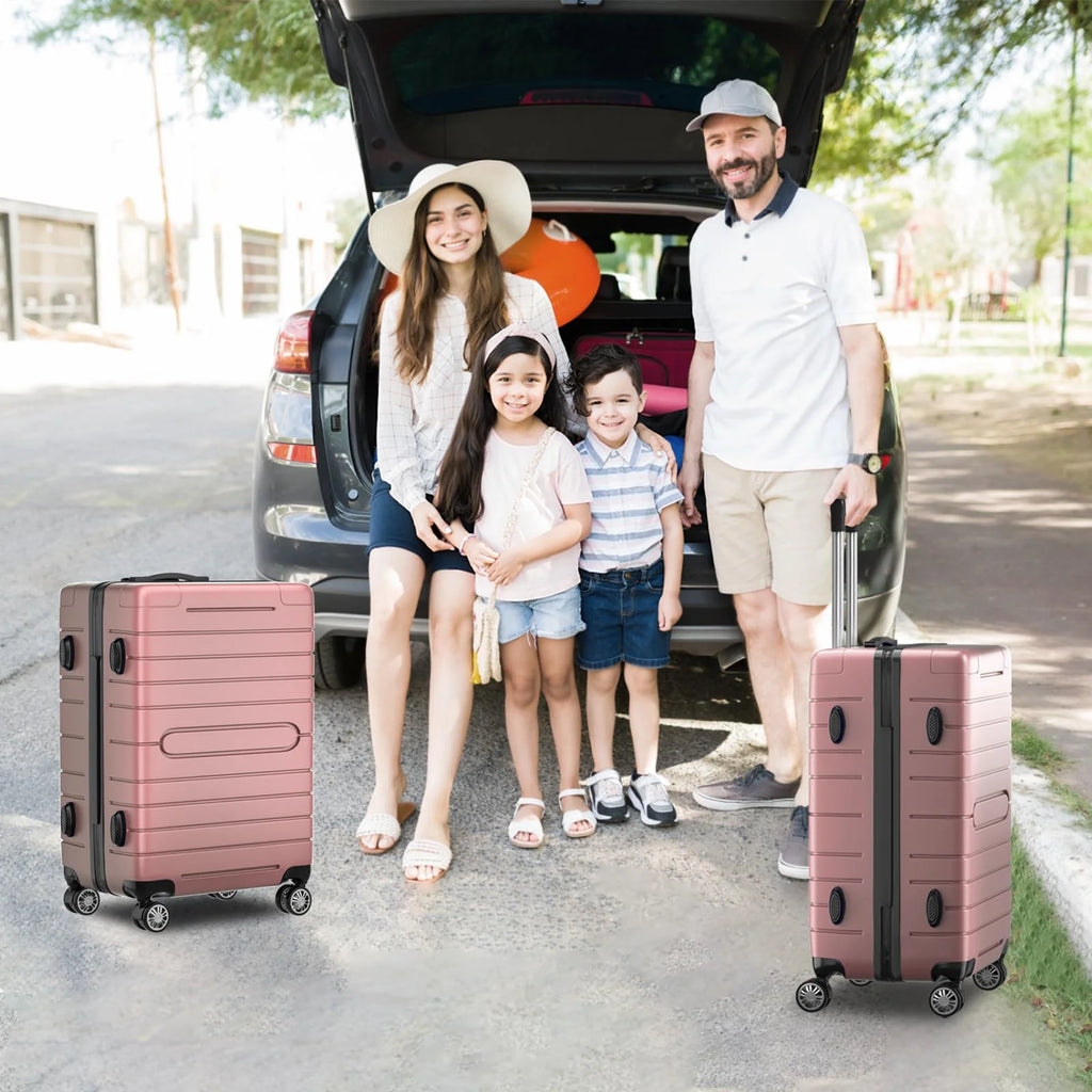 ALPULON 3 Piece Luggage Sets with TSA Locks, Hardside Suitcase Set with Spinner Wheels, 20in24in28in, Light Blue