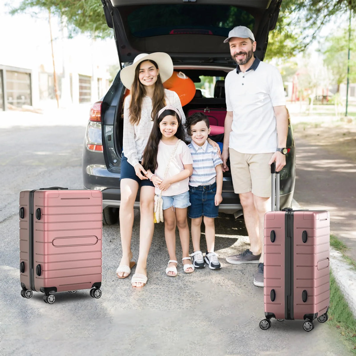 ALPULON 3 Piece Luggage Sets with TSA Locks, Hardside Suitcase Set with Spinner Wheels, 20in24in28in, Light Blue