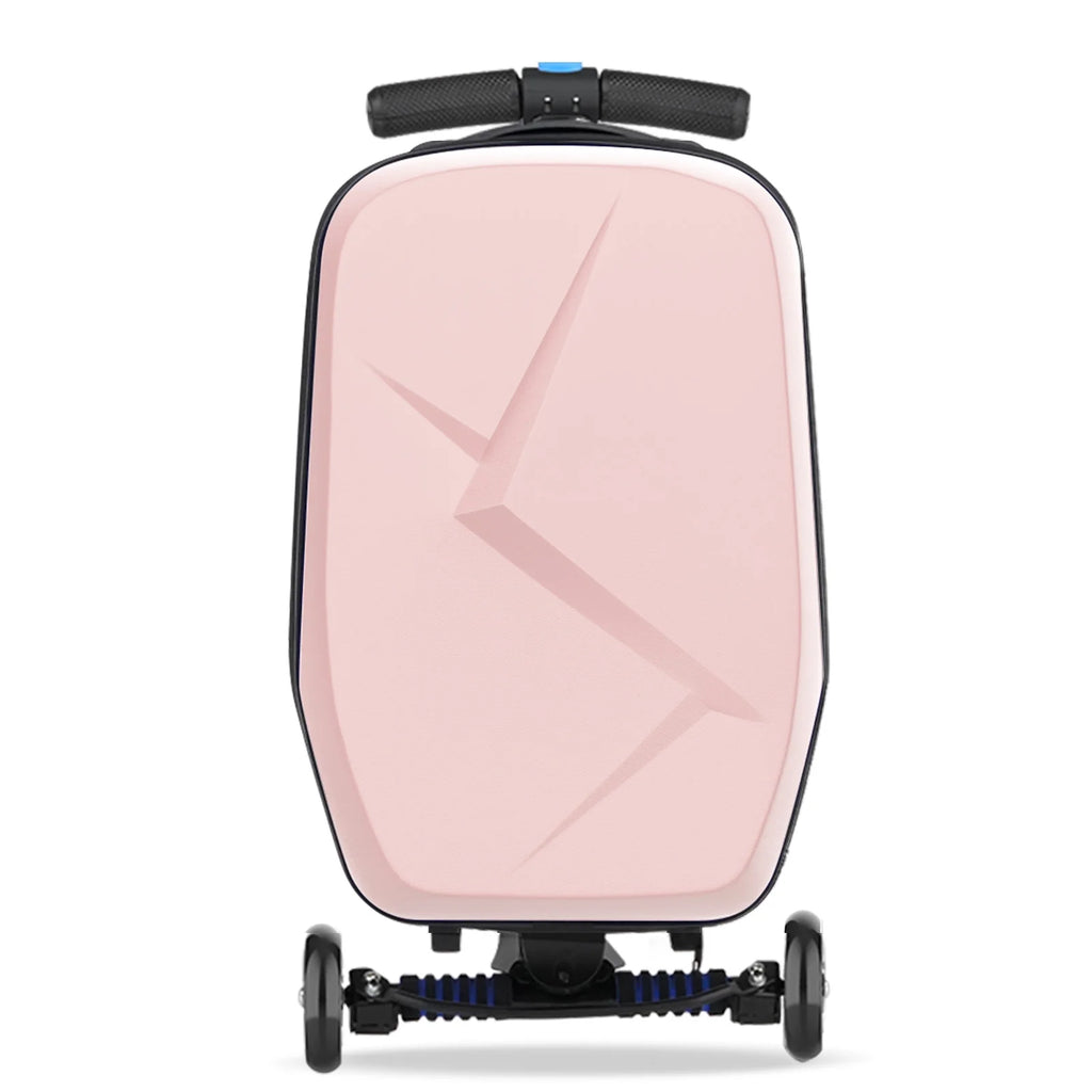 Advwin Scooter Luggage for Kids & Adults, Hardside Ride on Suitcase for Kids Ages 4-15 Multifunctional Lightweight Foldable Carry on Luggage with Wheels Ride on for Children Teenagers, Pink