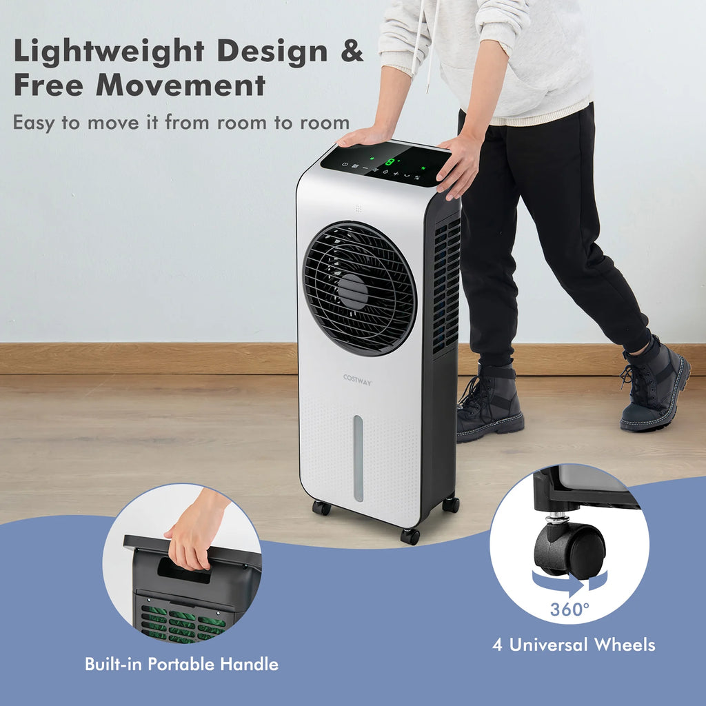 Costway Evaporative Air Cooler 3-in-1 Portable Swamp Cooling Fan w/ 12H Timer Remote