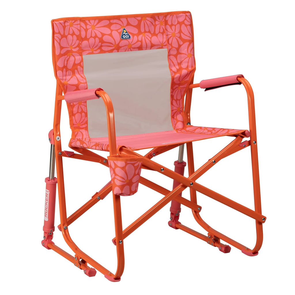 GCI Outdoor Freestyle Rocker Foldable Rocking Camp Chair, Purple Floral