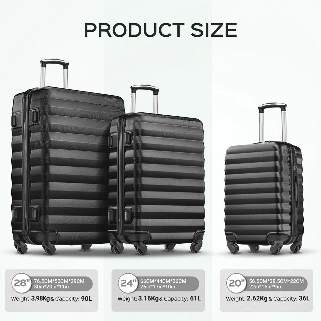 9 Piece Luggage Sets, Hard 20 24 28 inch Luggage with 6 Pieces Organize Bags Travel Suitcases Sets with Wheels, Rose