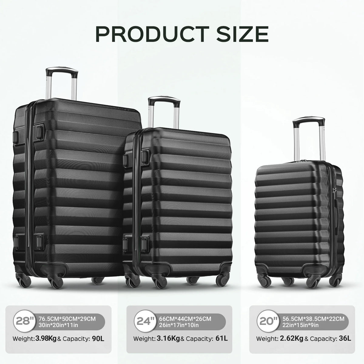 9 Piece Luggage Sets, Hard 20 24 28 inch Luggage with 6 Pieces Organize Bags Travel Suitcases Sets with Wheels, Rose