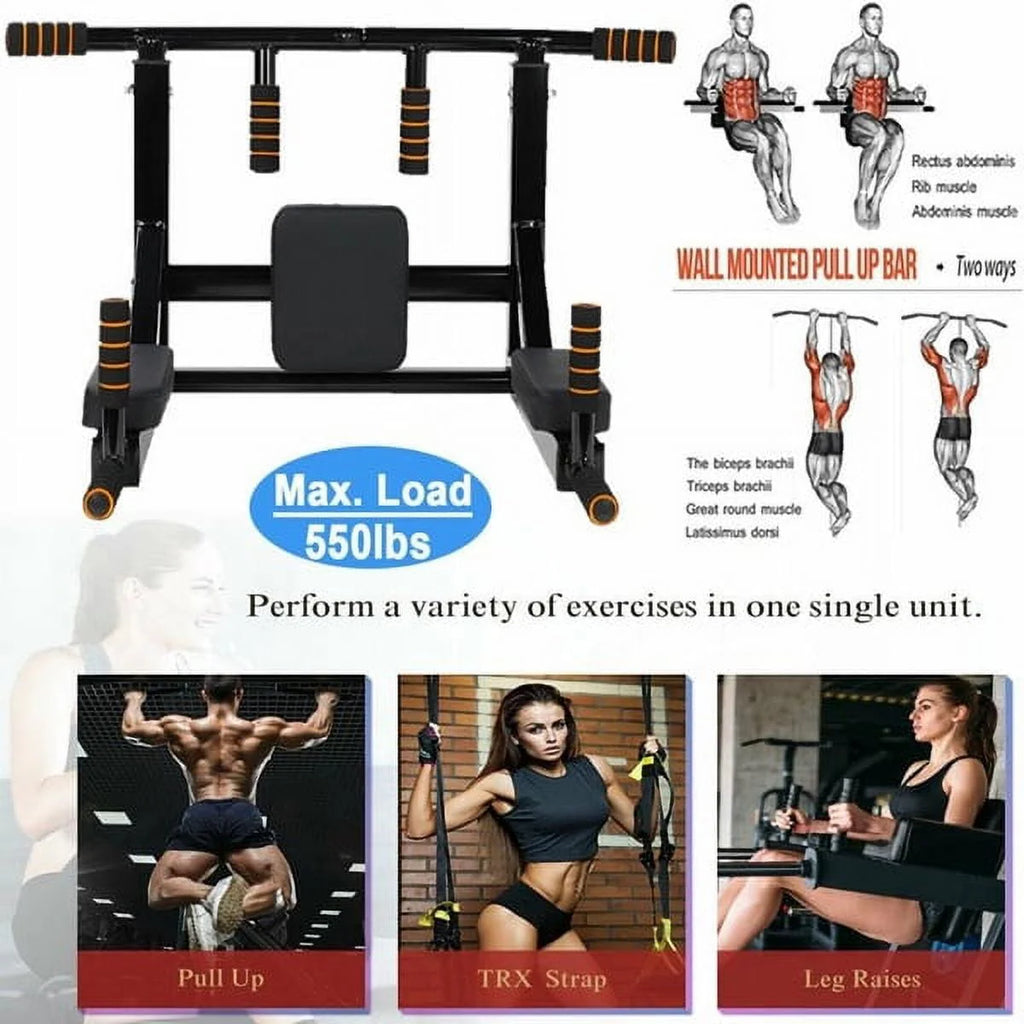 Dual-Use Wall-Mounted Pull-up Bar for Home Gym Strength Training Equipment Chin Up Steel Bar