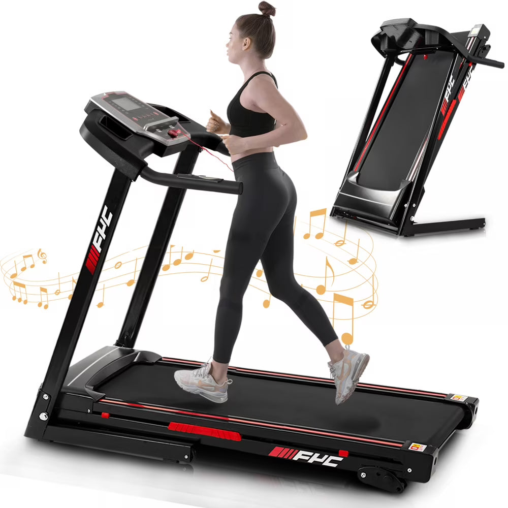 Foldable Electric Treadmill, 3.5HP Motorized Running Machine with 12 Perset Programs 300LBS Weight Capacity Walking Jogging Treadmill for Office Home Gym Workout with Incline