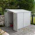 Outsunny 4.6' x 9' Metal Outdoor Storage Shed, Garden Utility Tool House with Double Lockable Doors for Backyard, Patio, Lawn, Garage, White