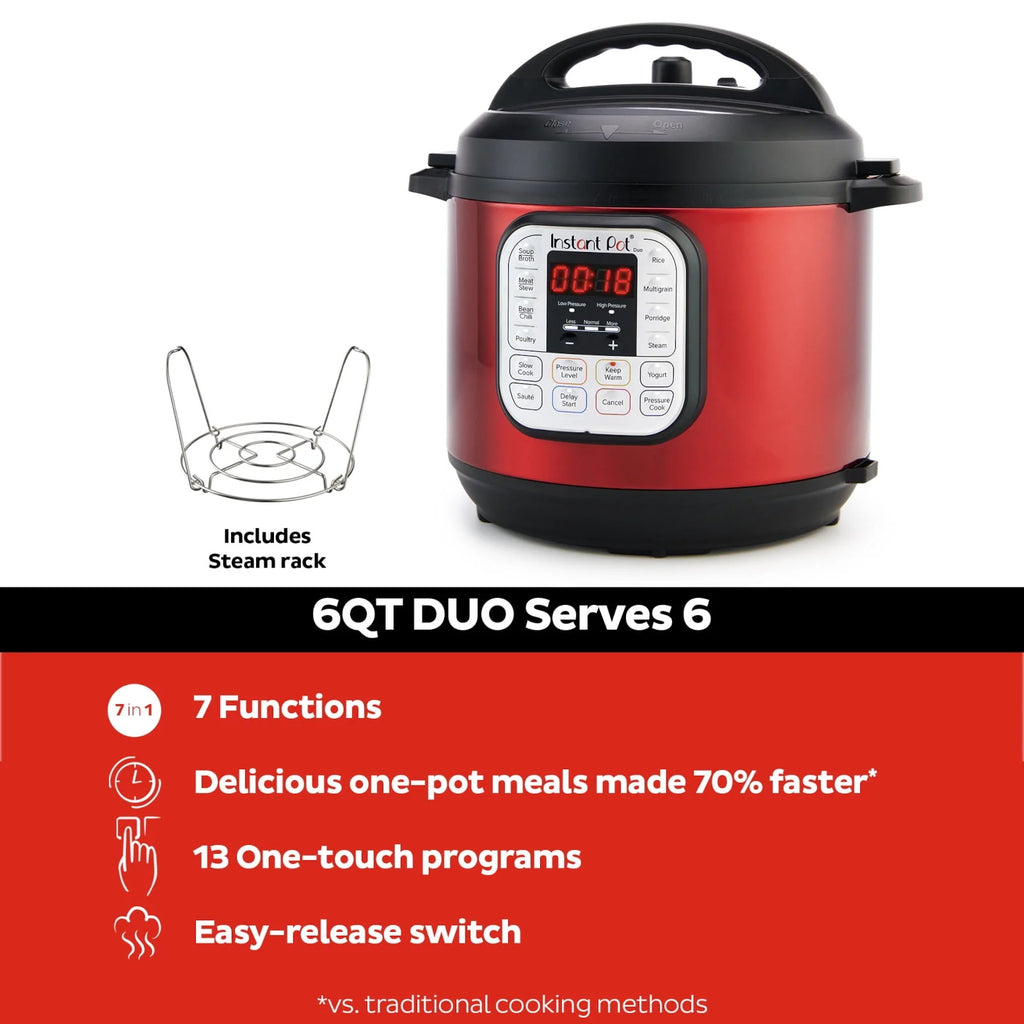 Instant Pot Duo�?6 Quart Multi-Cooker, Red Stainless Steel