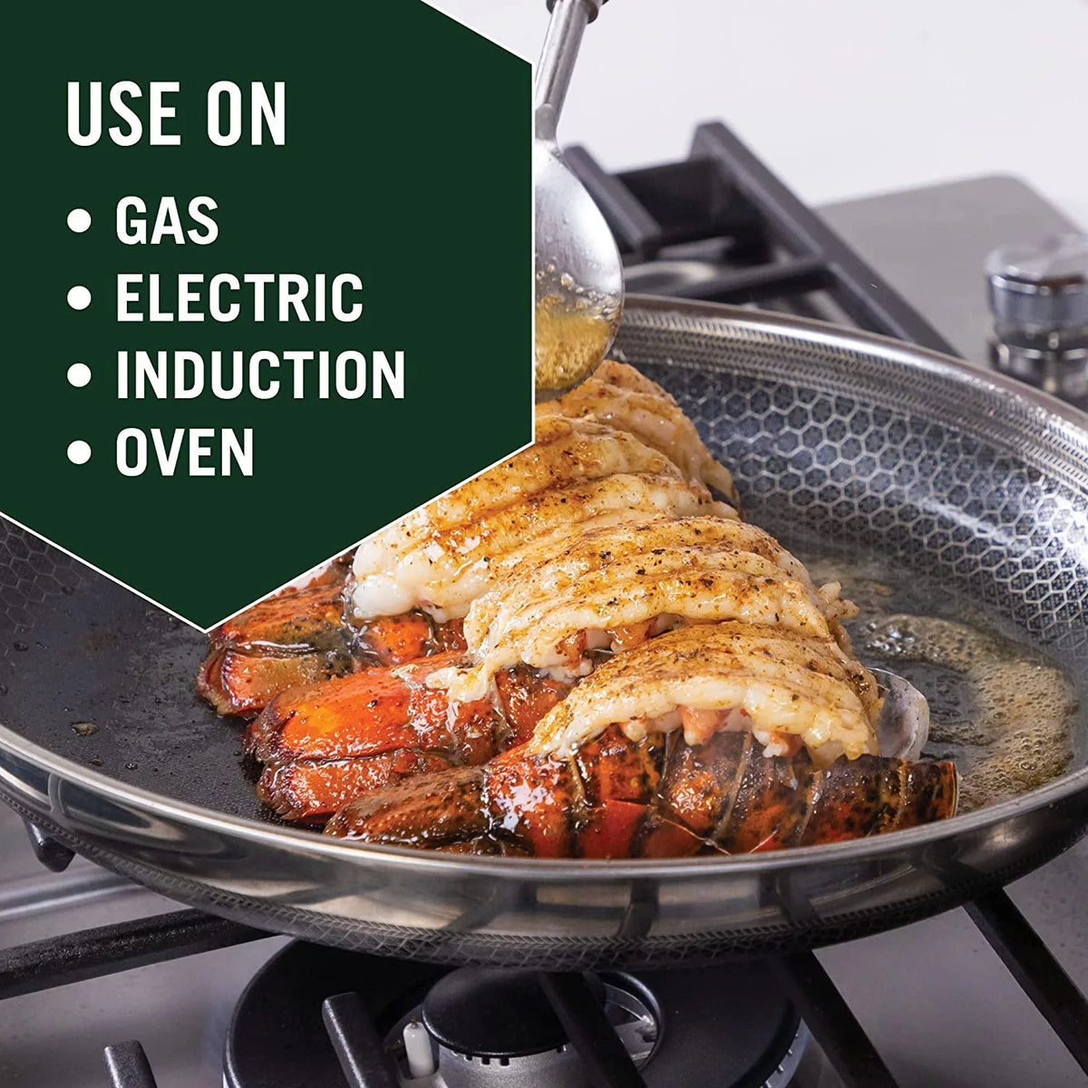 HexClad 8 inch Hybrid Stainless Steel Frying Pan, Nonstick