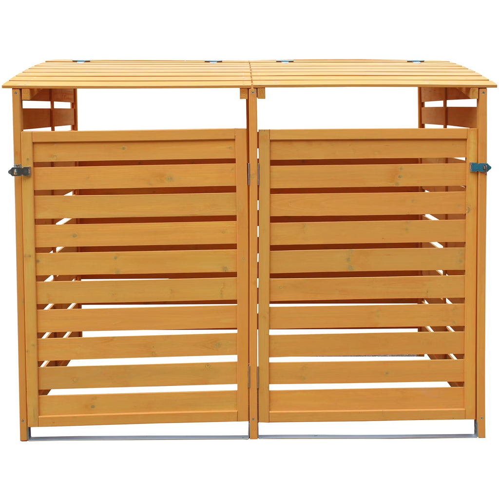Hanover Outdoor 4.9 ft. x 4 ft. Wooden Trash Bin and Recyclables Storage Shed - HANWS0103-NAT