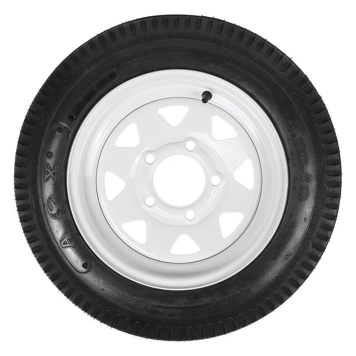 1AutoDepot 4.80-12 4.80x12 480-12 4.8-12 Trailer Tires with Rims, 5 Lug 6PR Load Range C, Set of 2