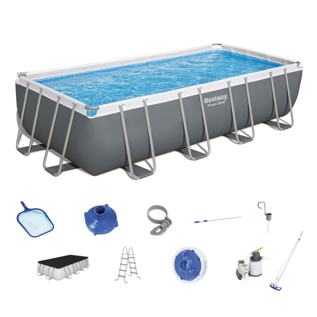 Bestway 24' x 12' x 52" Rectangular Frame Above Ground Swimming Pool Set