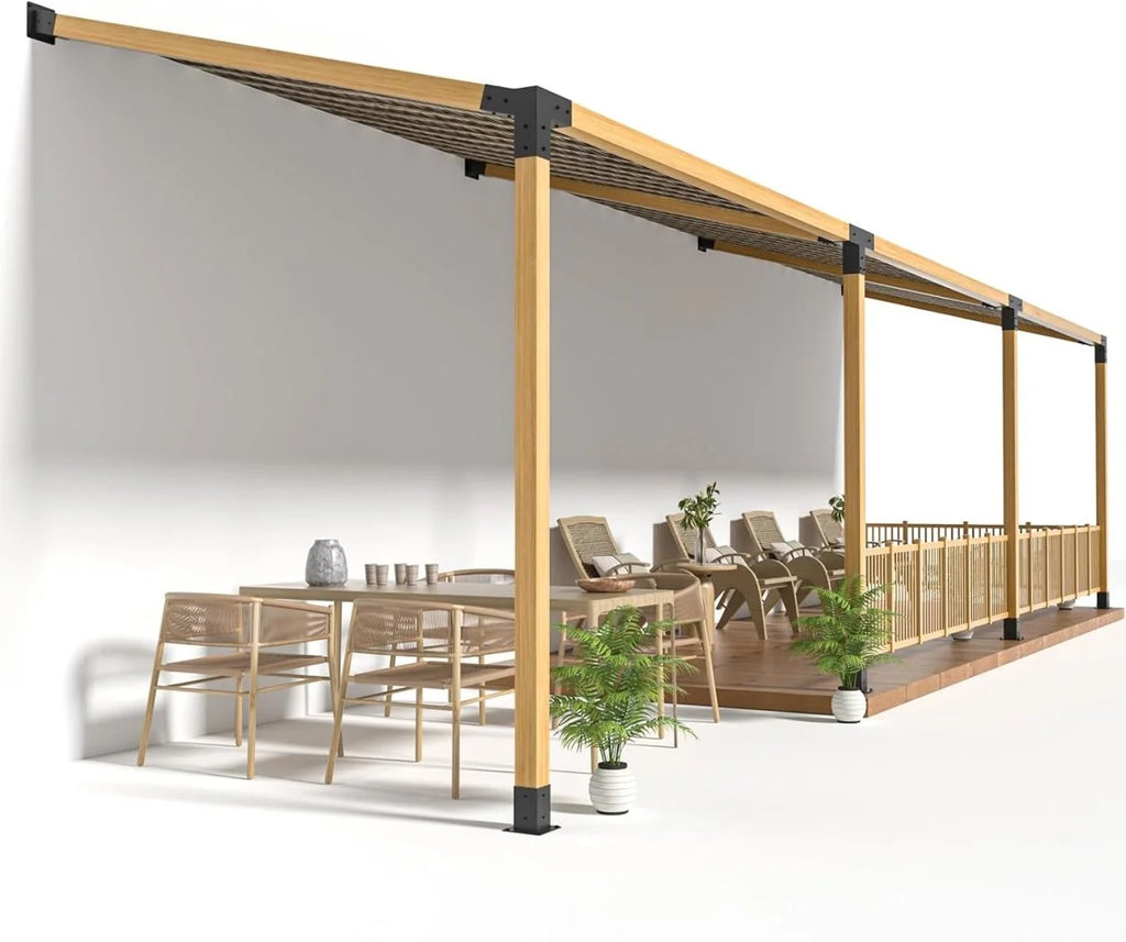 15��Slanted Roof Wall Mount 4x4 Pergola Bracket Kit,WXWP Angled 4x4 Wood Post Bracket,DIY Pergola Gazebo Kit 3way(6pcs)