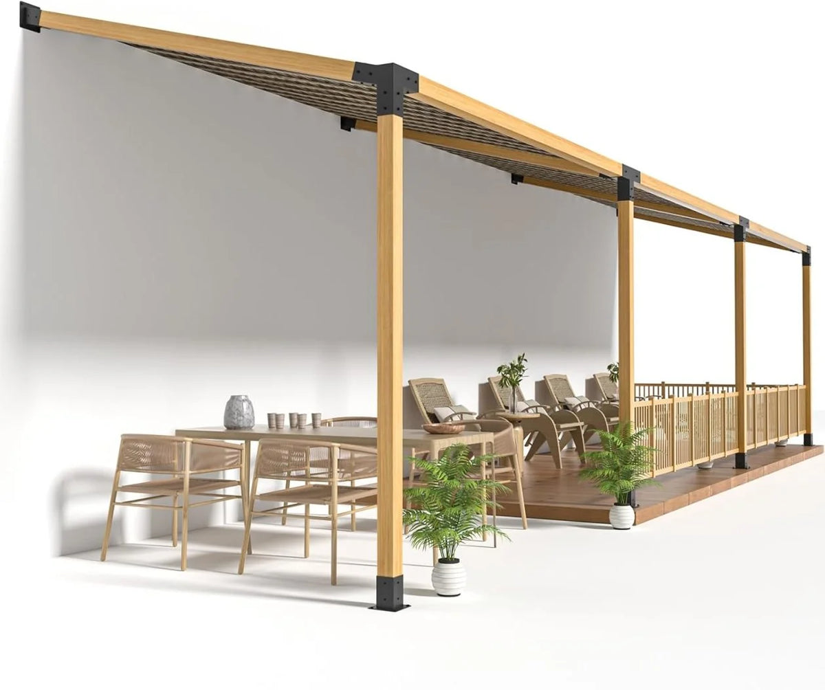 15��Slanted Roof Wall Mount 4x4 Pergola Bracket Kit,WXWP Angled 4x4 Wood Post Bracket,DIY Pergola Gazebo Kit 3way(6pcs)