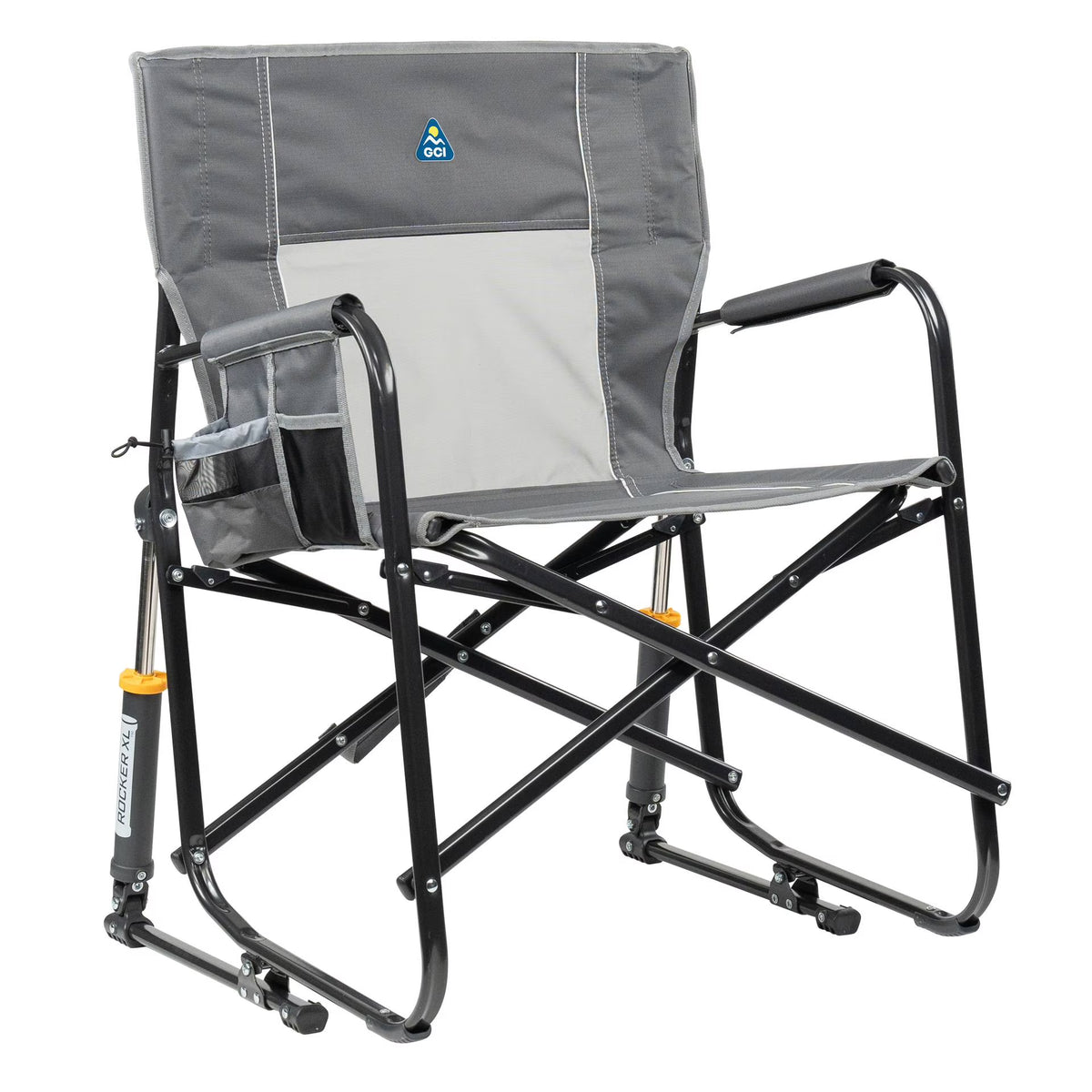 GCI Outdoor Freestyle Rocker XL Oversized Foldable Rocking Camp Chair, Pewter