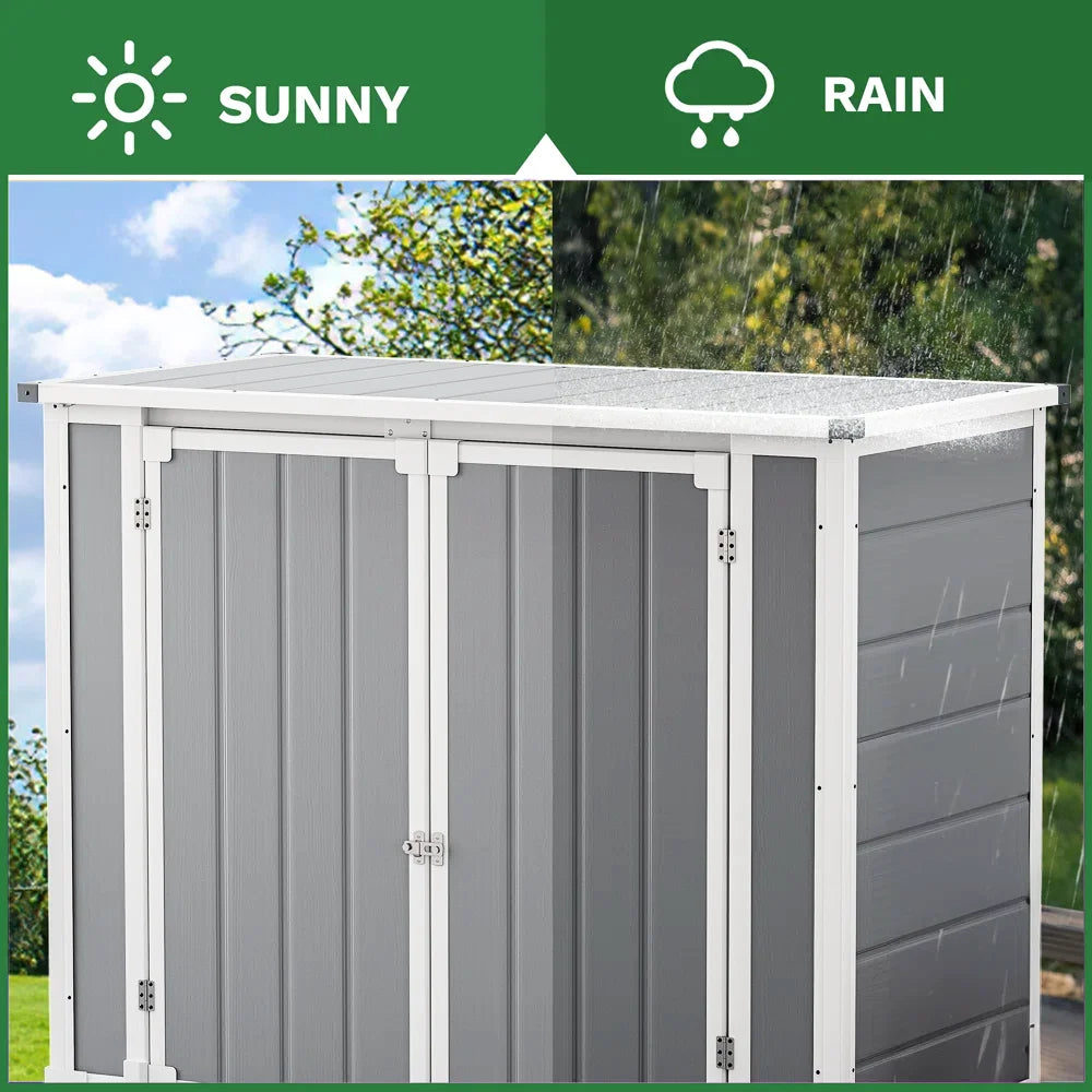 Seizeen Shed and Outdoor Storage, 41 Cu.Ft Small Outdoor Resin Shed with 3 Doors & Floor, 306GAL Deck Box Waterproof Plastic Tool Storage Shed for Cushion Lawn Mower Garbage Cans