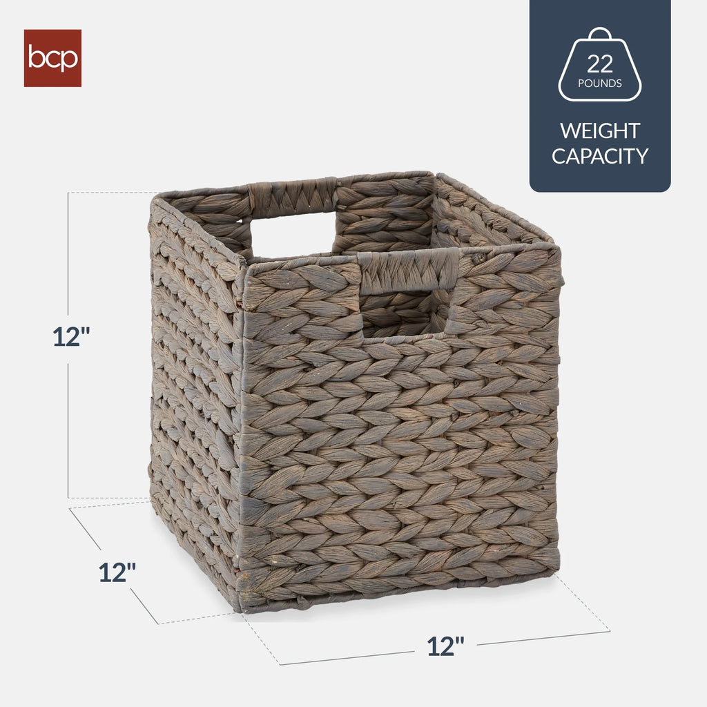 Best Choice Products 12x12in Hyacinth Baskets, Set of 5 Multipurpose Collapsible Organizers w/ Inserts - Natural