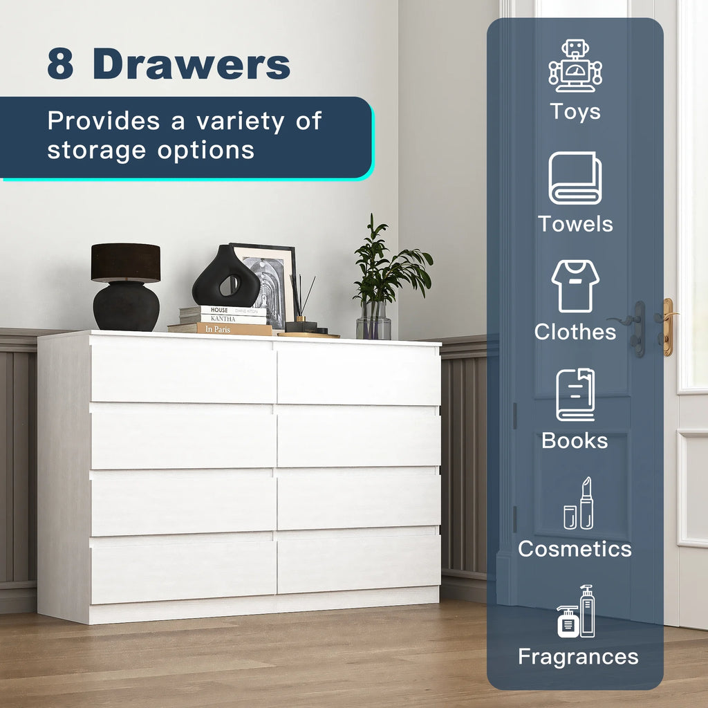 Resenkos Modern Mid Century 6 Drawer Wide Dressers Chests for Bedroom, Chest of Drawer Organizer Grey
