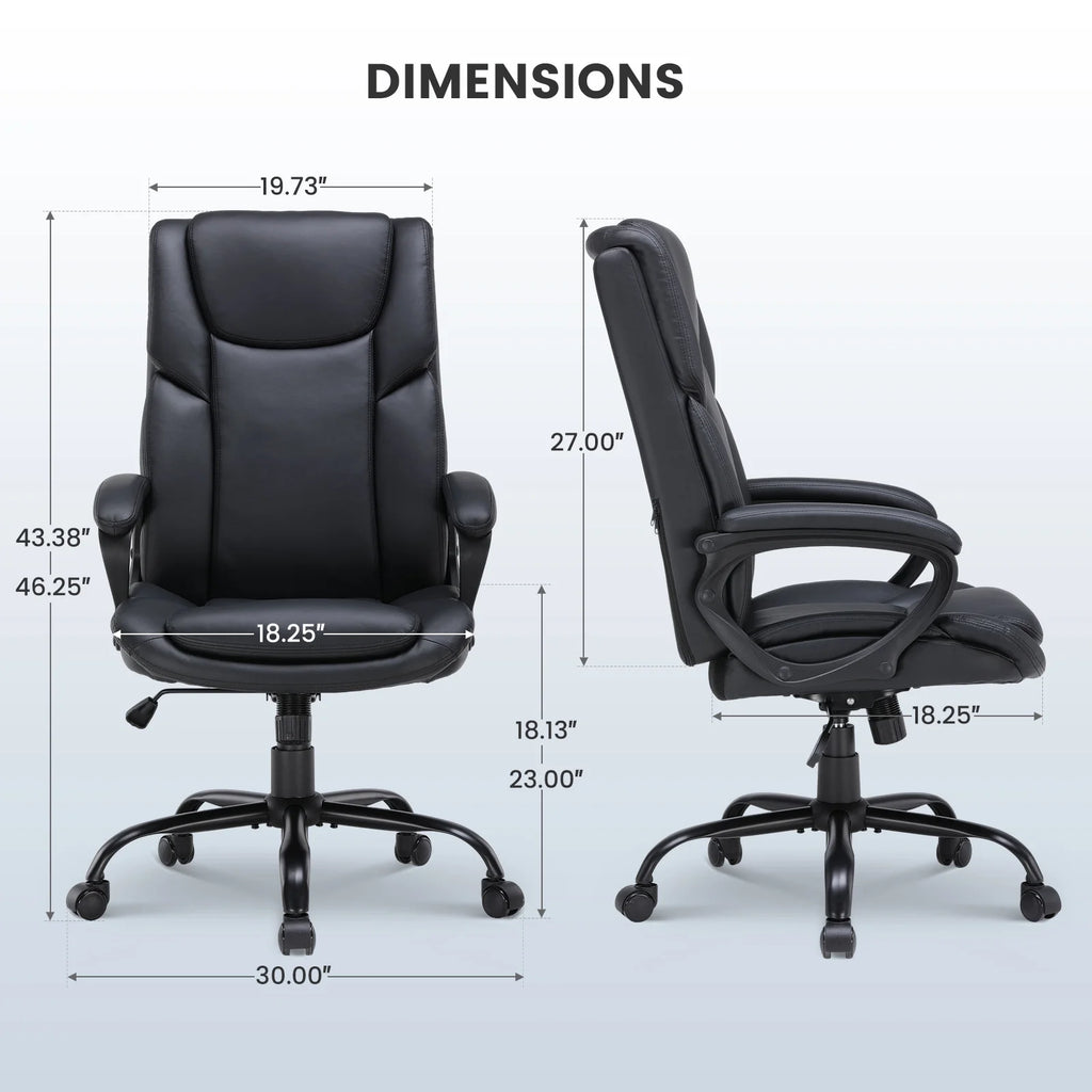 Mainstays Executive Ergonomic High Back Leather Home Office Desk Chair, Black