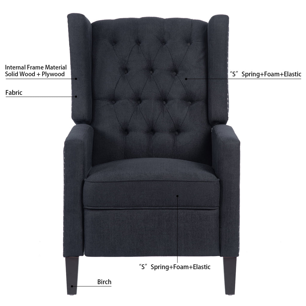 Recliner Chair, Living Room Chairs with Arms, Adjustable Single Reclining Sofa, Home Theater Seating Arm Chair with Thick Padded Seat, Footrest, Lounge Chair for Bedroom, Blue