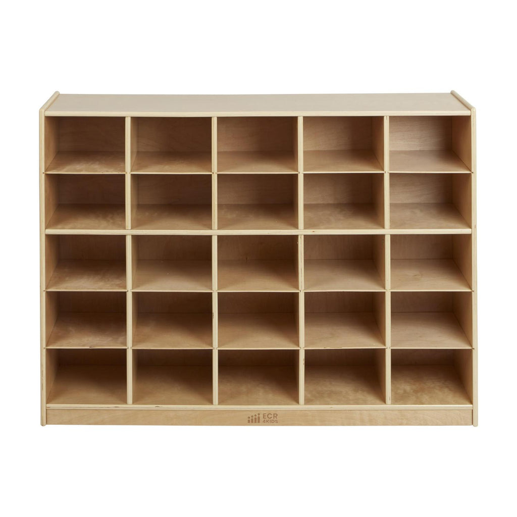 ECR4Kids 25 Cubby Mobile Tray Storage Cabinet. 5×5. Natural