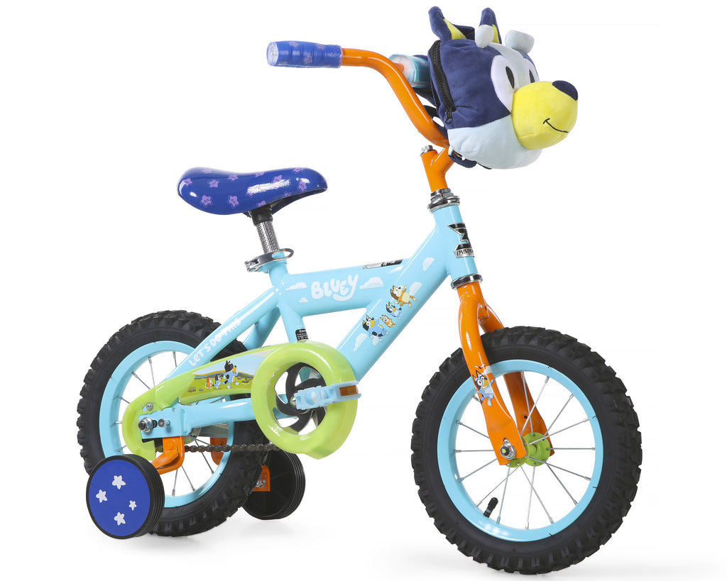 Bluey 12-Inch Kids BMX Bike with Training Wheels, Plush Bag, Steel Frame, Coaster Brake, Ages 3-5