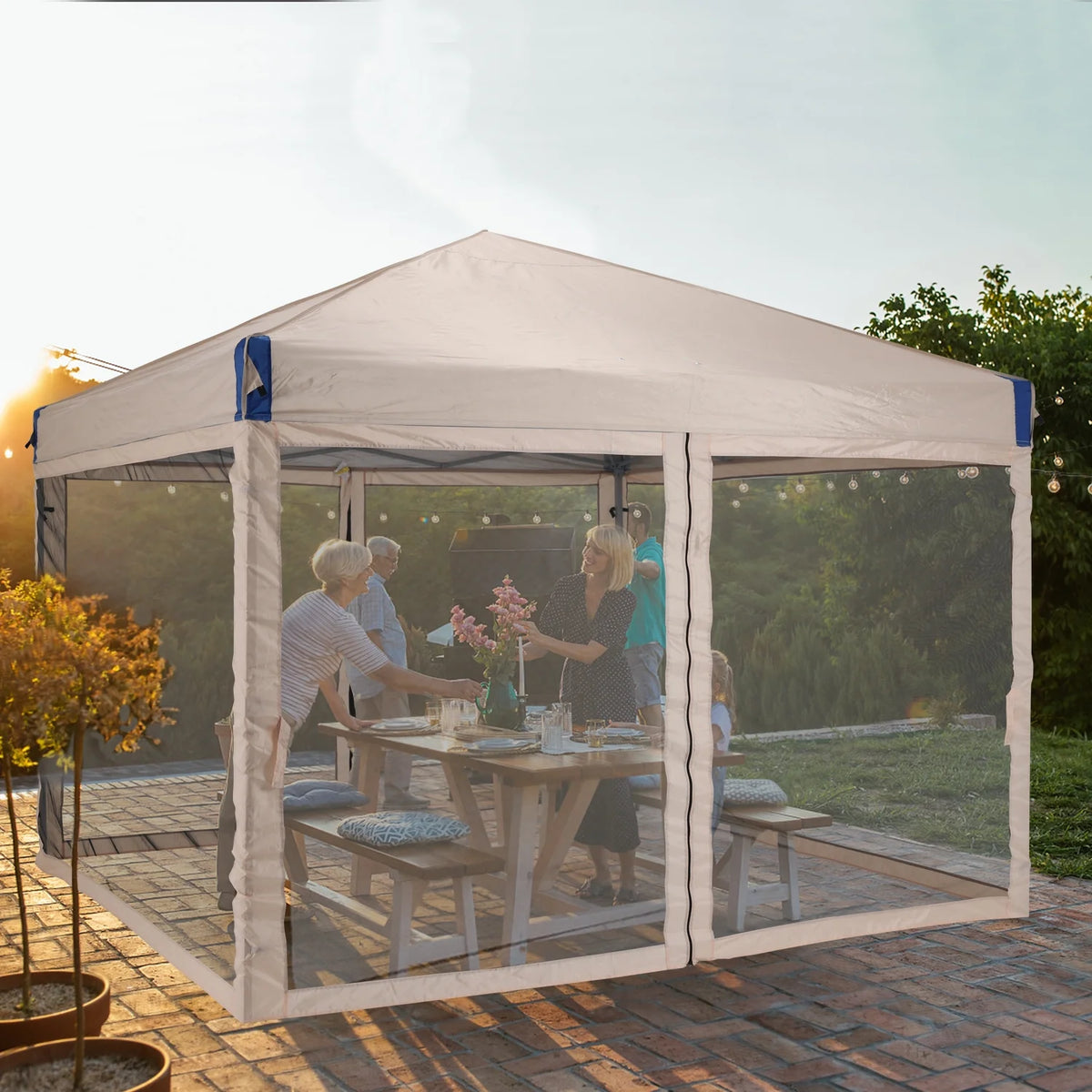 Aoodor 12'x12' Pop Up Canopy with Removable Mesh Sidewalls, Outdoor Portable Instant Shelter Tent-Black