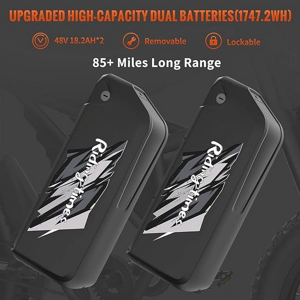 2000W Electric Dirt Bike for Adults Ridingtimes GT73 UL2849,Brushless Hub Motor,18.2AH*2 Electric Bike with 25\" tires digital screen Carbon Steel,Black