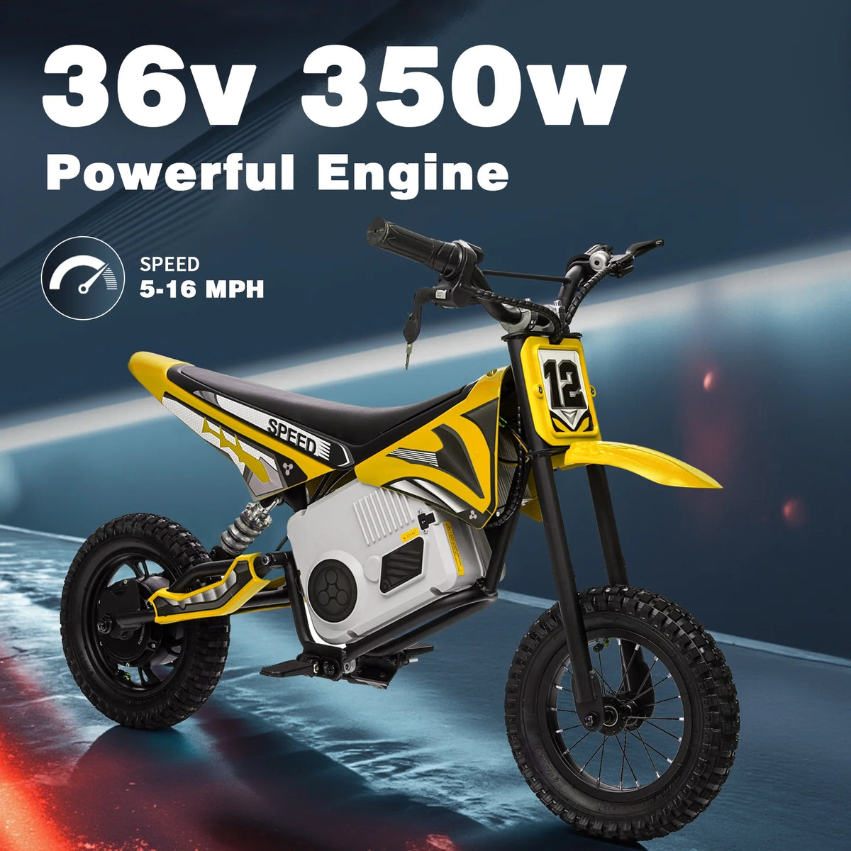 Kerry Yoo C11 36V Electric Dirt Bike for Kids 8-14, 350W Ride on Motorcycle, Electric Motorbike Teens,16 mph, High/Low Speeds-Red