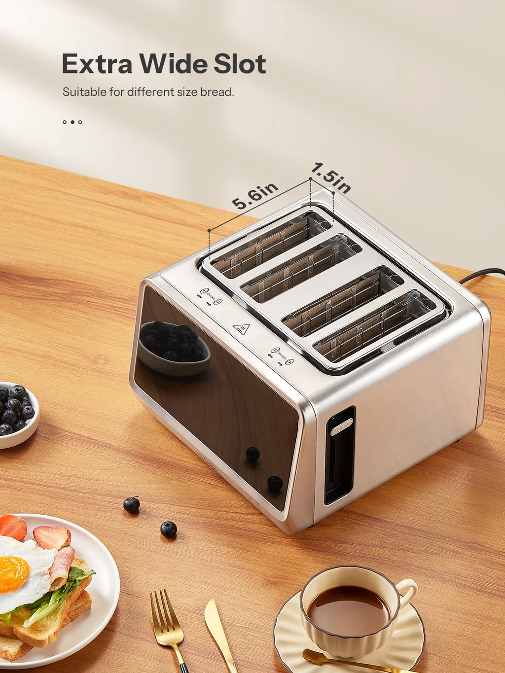 4 Slice Toaster, Touchscreen & Dual Independent Control Panel