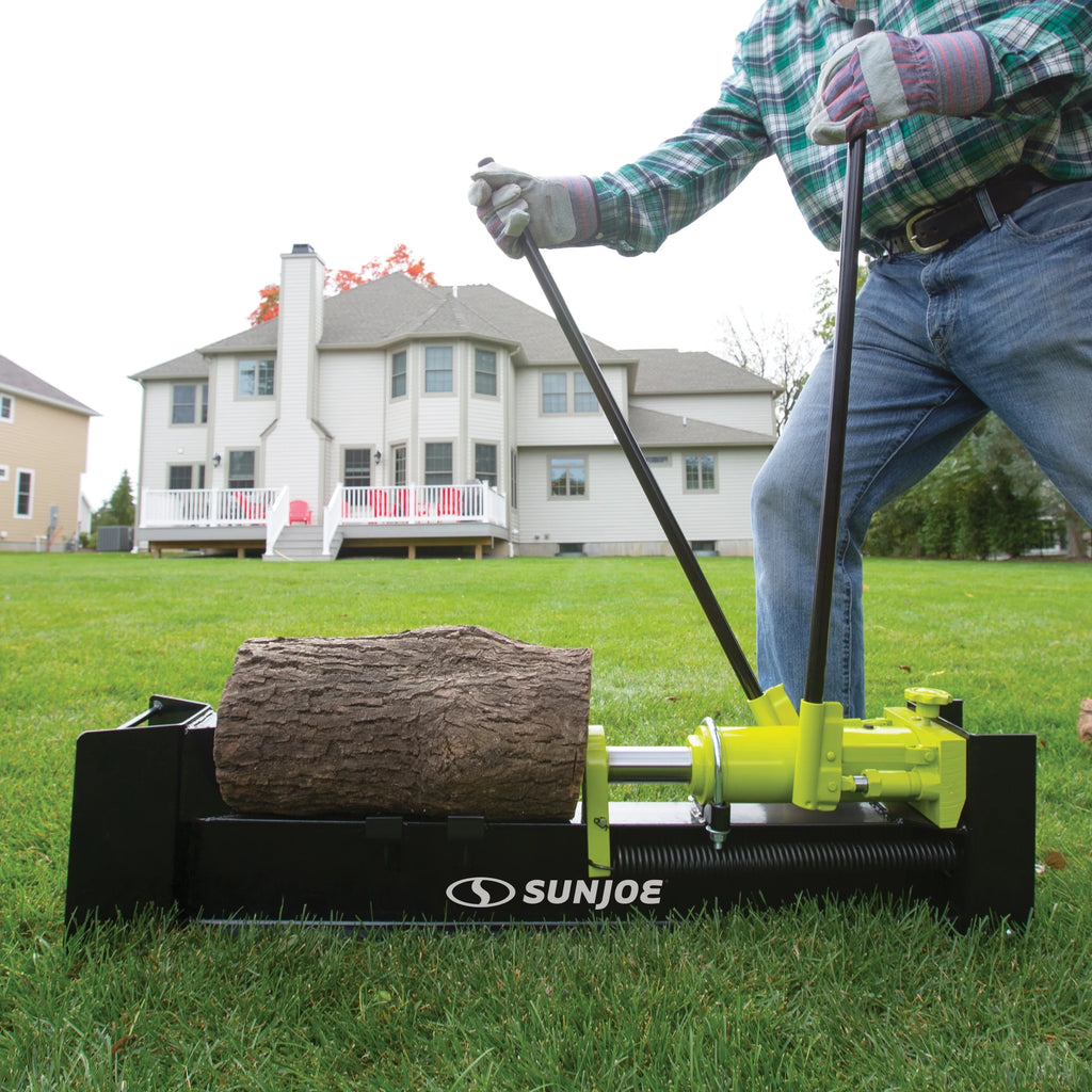Sun Joe Hydraulic Steel Beam Log Splitter, 10 Ton Capacity Firewood Tool, Green, LJ10M