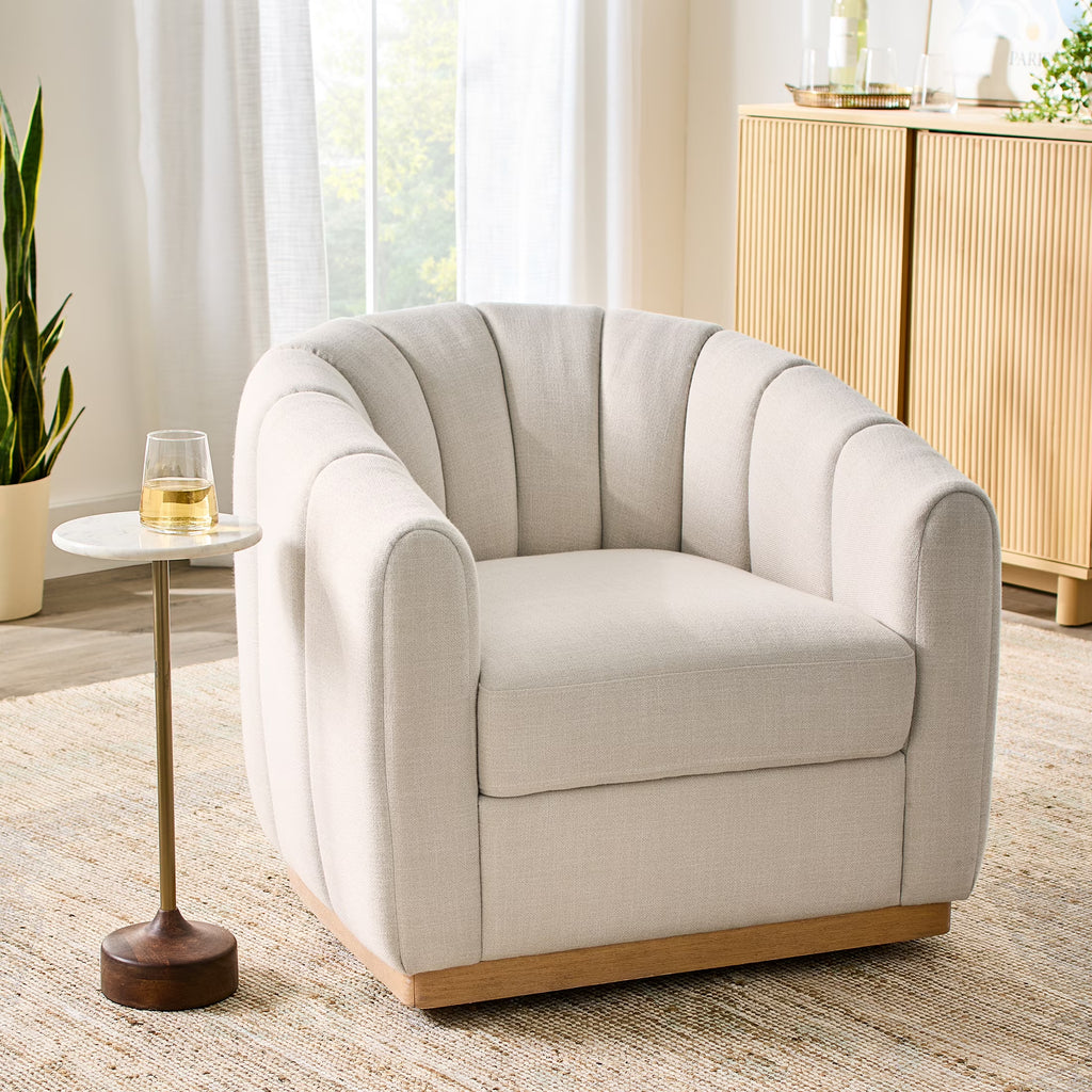Better Homes & Gardens Lillian Accent Swivel Chair, Cream Linen